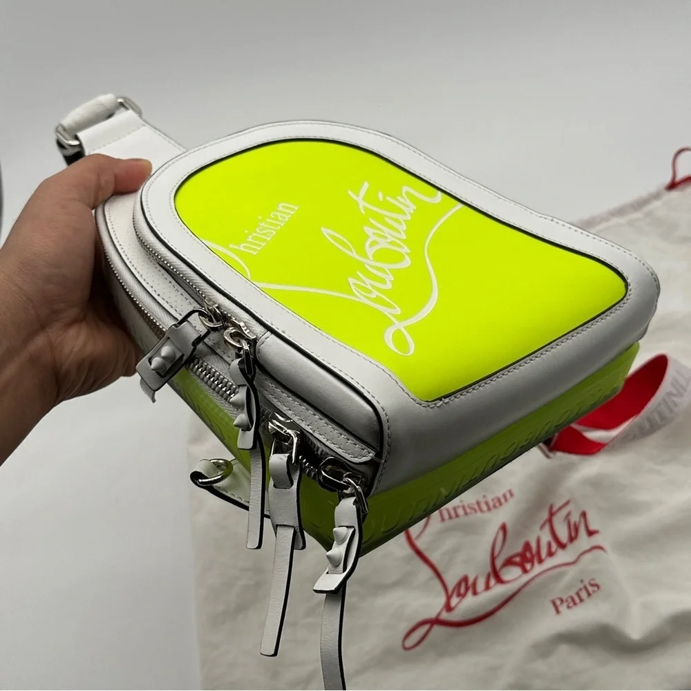 Men Christian Louboutin Loubifunk Bag Lime Green/White Mint Condition unisex